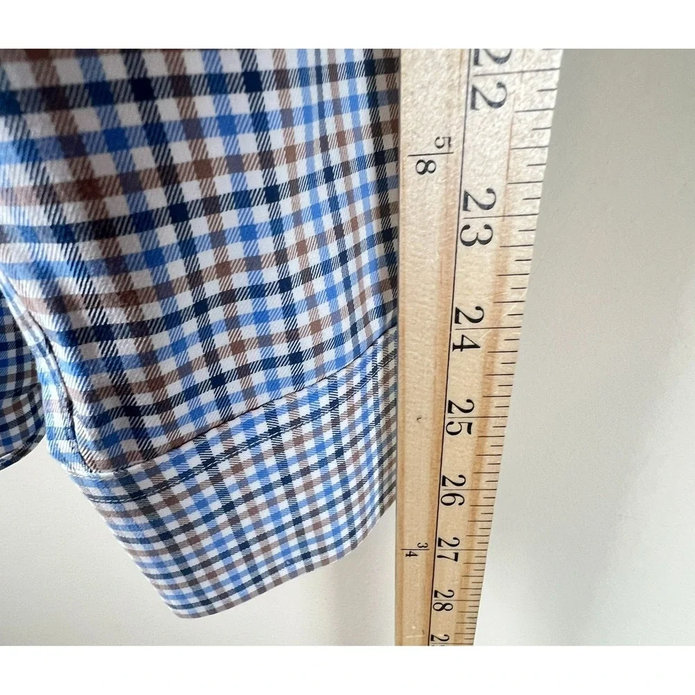 UNTUCKit‎ XXXL Wrinkle Free Button Down Shirt Blue Brown Plaid Cotton